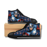 Vintage-Sealed The Hottest Rawest Sneakers & Apparel Clothing Store Around Online. Captain America 3D Custom Sneakers for Men | Superhero Graphic Shoes [Blue] US Sizes [6.5-12].