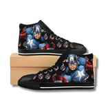 Vintage-Sealed The Hottest Rawest Sneakers & Apparel Clothing Store Around Online. Captain America 3D Custom Sneakers for Men | Superhero Graphic Shoes [Black] US Sizes [6.5-12].