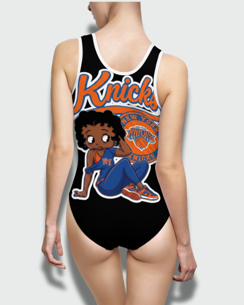 Vintage-Sealed The Hottest Rawest Sneakers & Apparel Clothing Store Around Online. Women’s New York Knicks Betty B. One-Piece Swimsuit [Black-White-Strap] US Size [S-2XL].