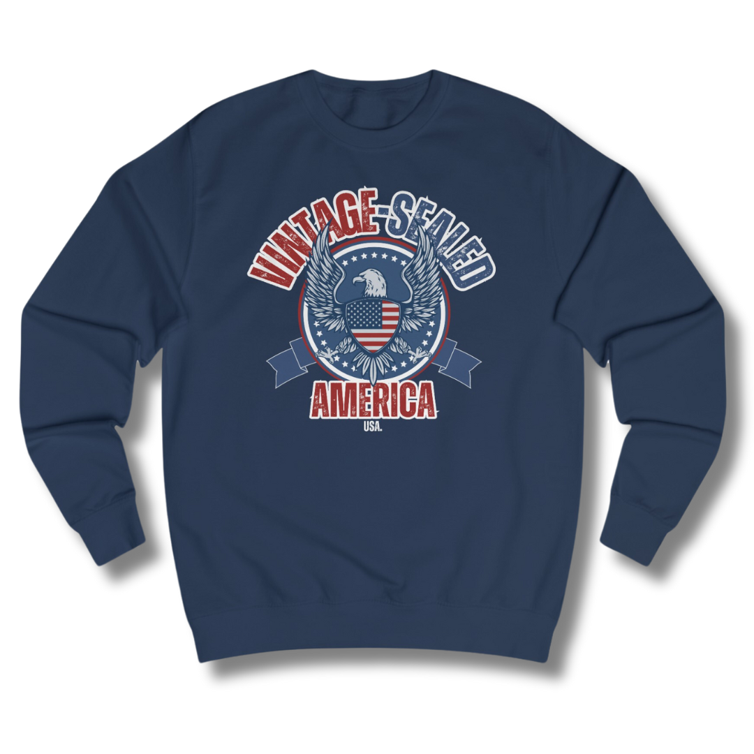 Vintage-Sealed The Hottest Rawest Sneakers & Apparel Clothing Store Around Online. VINTAGE-SEALED AMERICA Men's Graphic Sweatshirt – Long Sleeve USA Streetwear Pullover [Navy Blue] US Sizes [S-2XL].