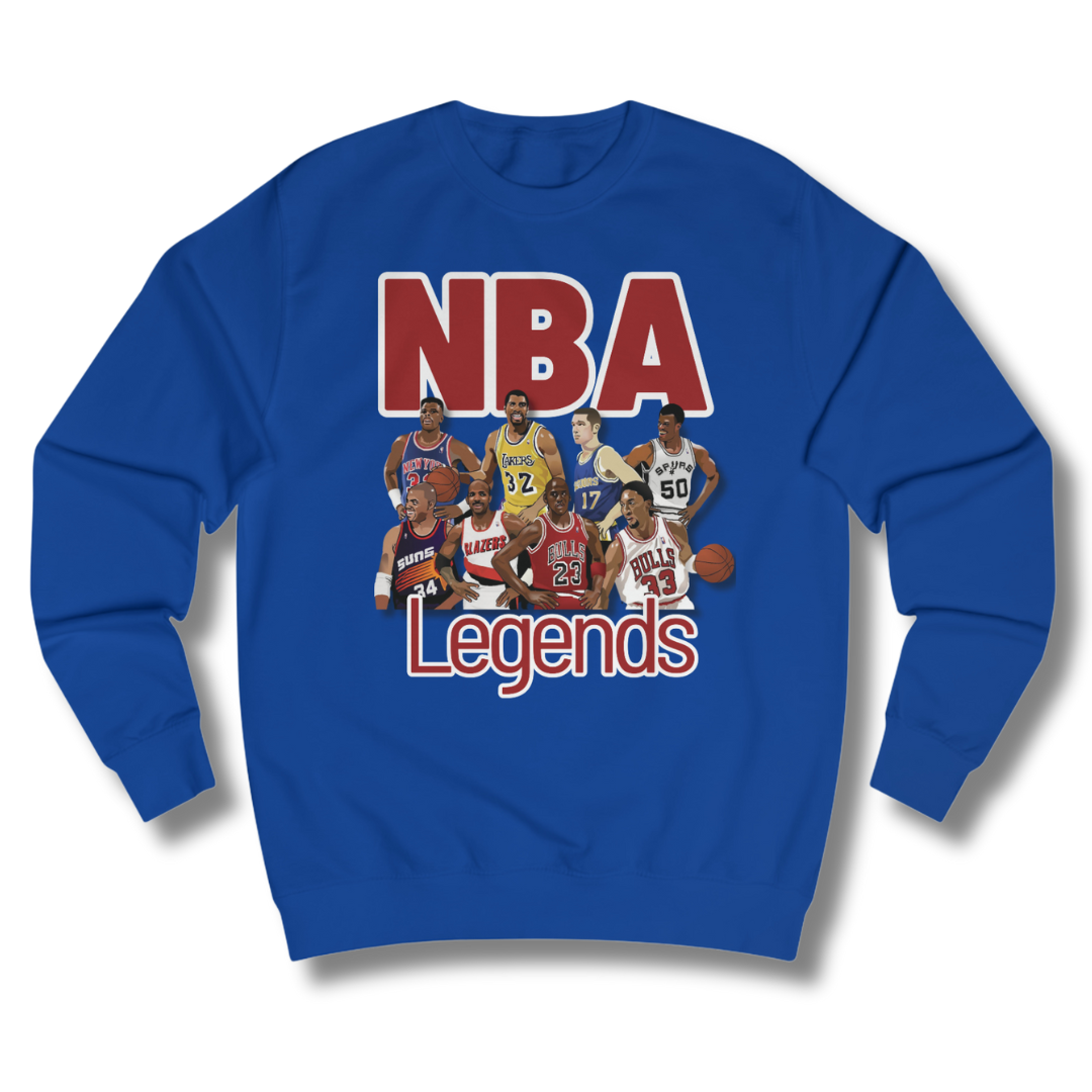 Vintage-Sealed The Hottest Rawest Sneakers & Apparel Clothing Store Around Online. NBA LEGENDS Graphic Sweatshirt – Men’s Vintage-Inspired Long Sleeve Pullover [BLUE] US Sizes [S-2XL].