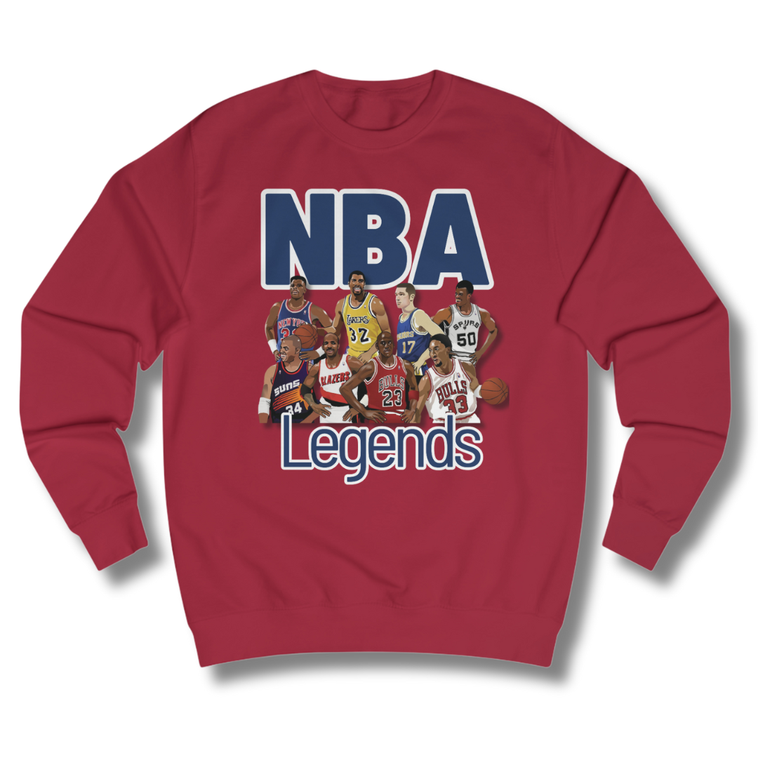 Vintage-Sealed The Hottest Rawest Sneakers & Apparel Clothing Store Around Online. NBA LEGENDS Graphic Sweatshirt – Men’s Vintage-Inspired Long Sleeve Pullover [RED] US Sizes [S-2XL].