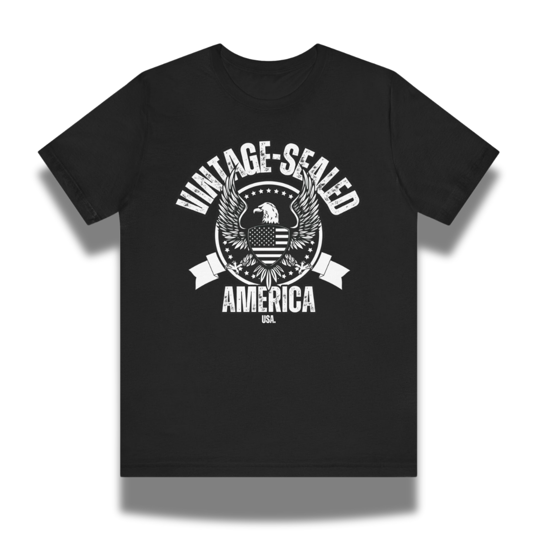 Vintage-Sealed The Hottest Rawest Sneakers & Apparel Clothing Store Around Online. VINTAGE-SEALED AMERICA USA Apparel T-Shirts | Men’s Short Sleeve Collection | Brand New Fashion [BLACK] US Sizes [S-2XL].