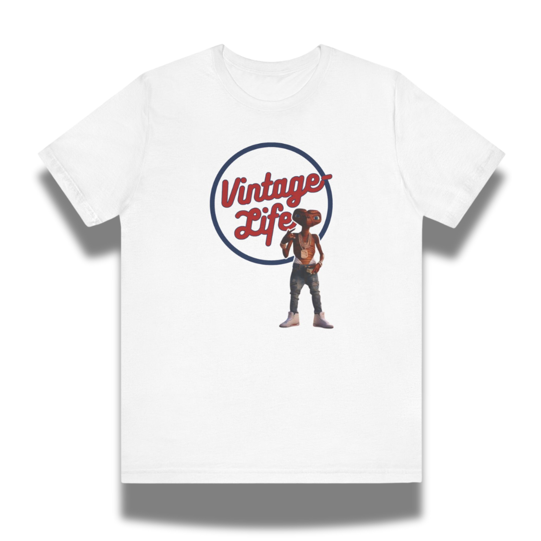 Vintage-Sealed The Hottest Rawest Sneakers & Apparel Clothing Store Around Online. Vintage-Life E.T. T-Shirt | Brand New Men’s Vintage Graphic Tee | Short Sleeve [White] US Sizes [S-2XL].