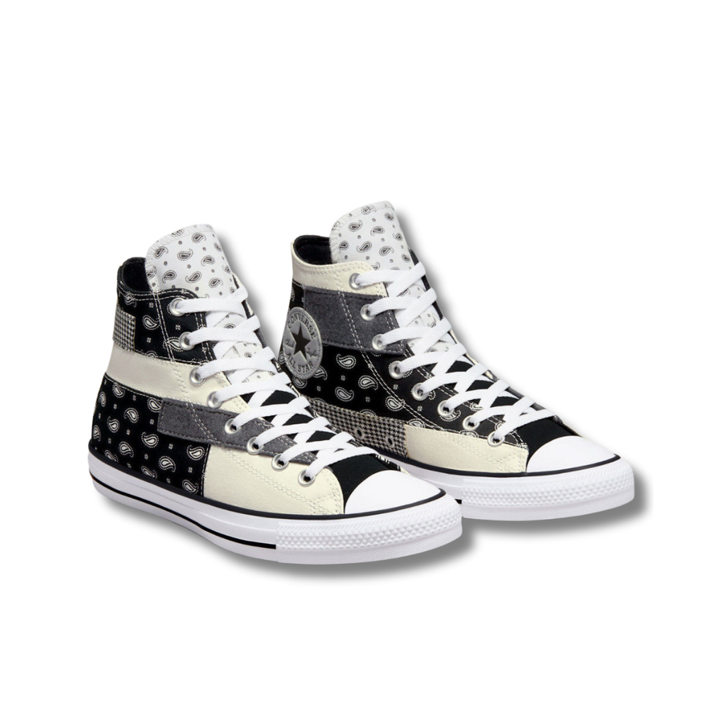 Vintage-Sealed The Hottest Rawest Sneakers & Apparel Clothing Store Around Online. Converse Bandana Chuck Taylor All-Star Hacked HI Unisex High-Top Sneakers | Brand New [BLACK and WHITE] US Sizes [MENS 5 / WMNS 7].