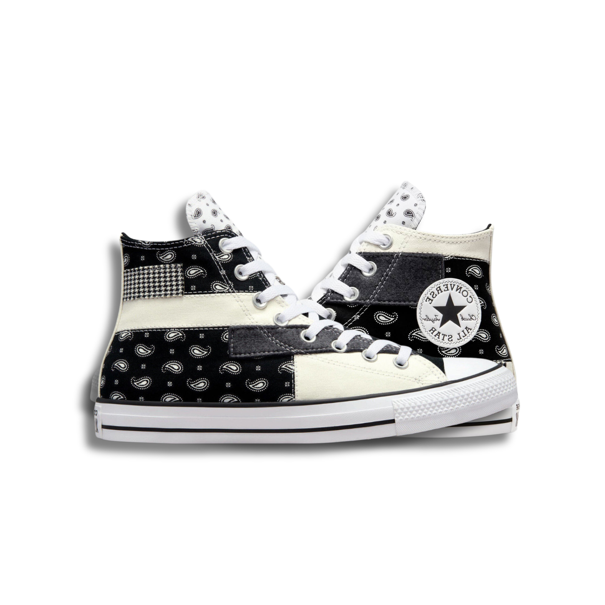 Vintage-Sealed The Hottest Rawest Sneakers & Apparel Clothing Store Around Online. Converse Bandana Chuck Taylor All-Star Hacked HI Unisex High-Top Sneakers | Brand New [BLACK and WHITE] US Sizes [MENS 5 / WMNS 7].