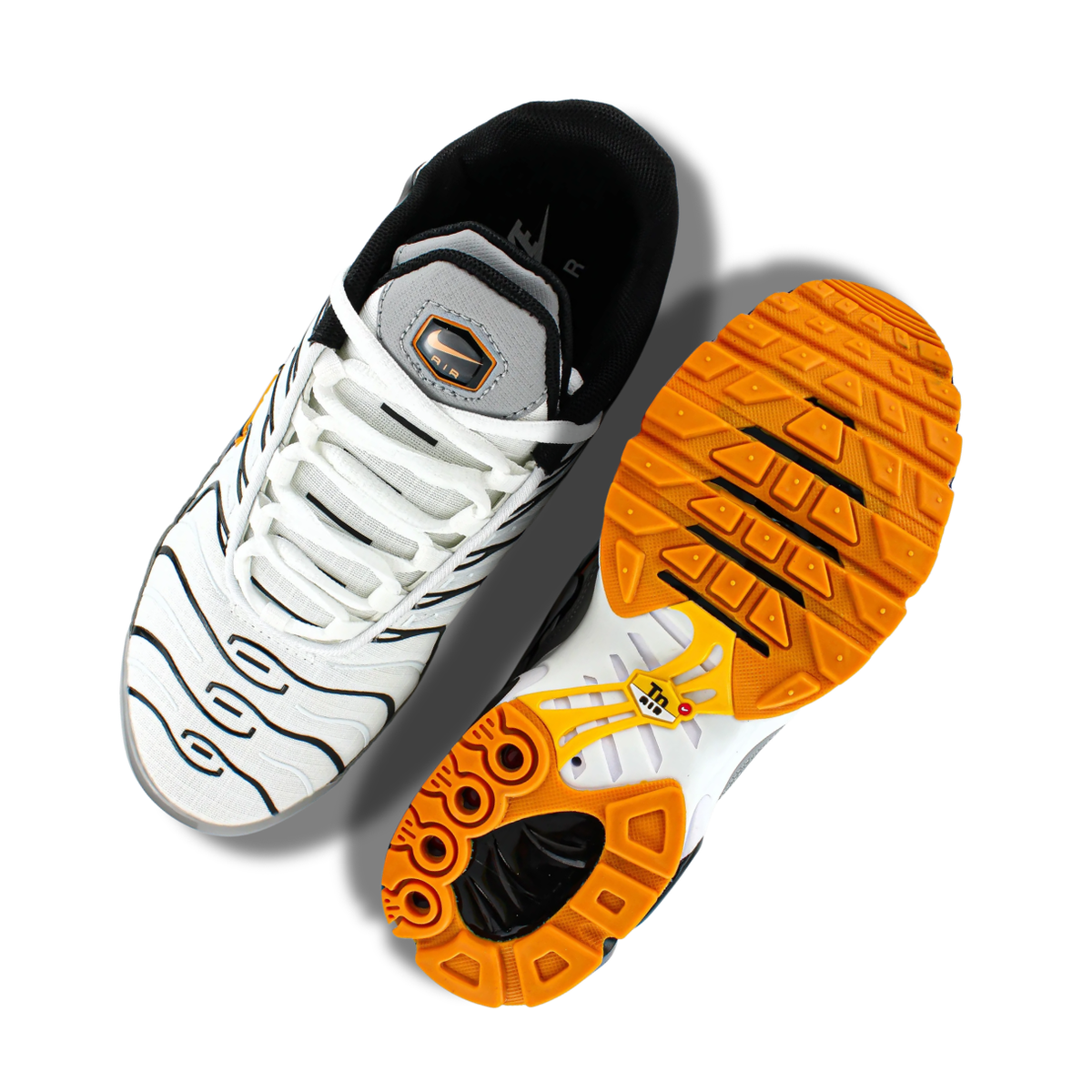 Vintage-Sealed The Hottest Rawest Sneakers & Apparel Clothing Store Around Online. Nike Air Max Plus TN Men's Sneakers – White Black Orange| US Sizes [7-11].