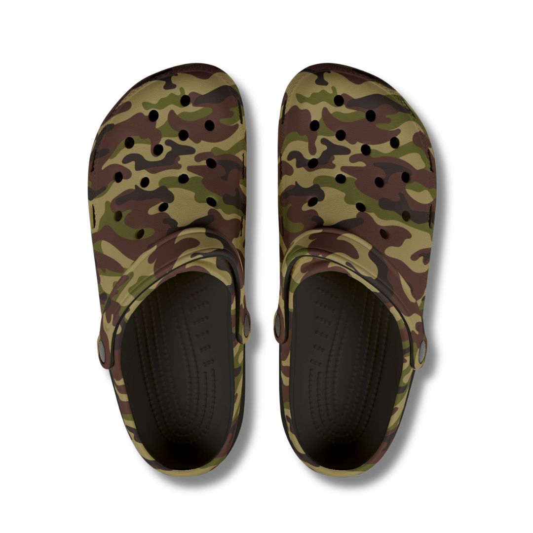Vintage-Sealed The Hottest Rawest Sneakers & Apparel Clothing Store Around Online. CAMOUFLAGE Men's Clogs | Bold Military-Inspired Fashion Footwear [GREEN] US Sizes [6-12].