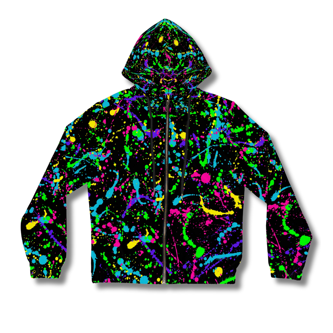 Vintage-Sealed The Hottest Rawest Sneakers & Apparel Clothing Store Around Online. Paint Splash Apparel Full-Zip Hoodie | Women’s New Fashion [Black] US Sizes [XS-2XL].