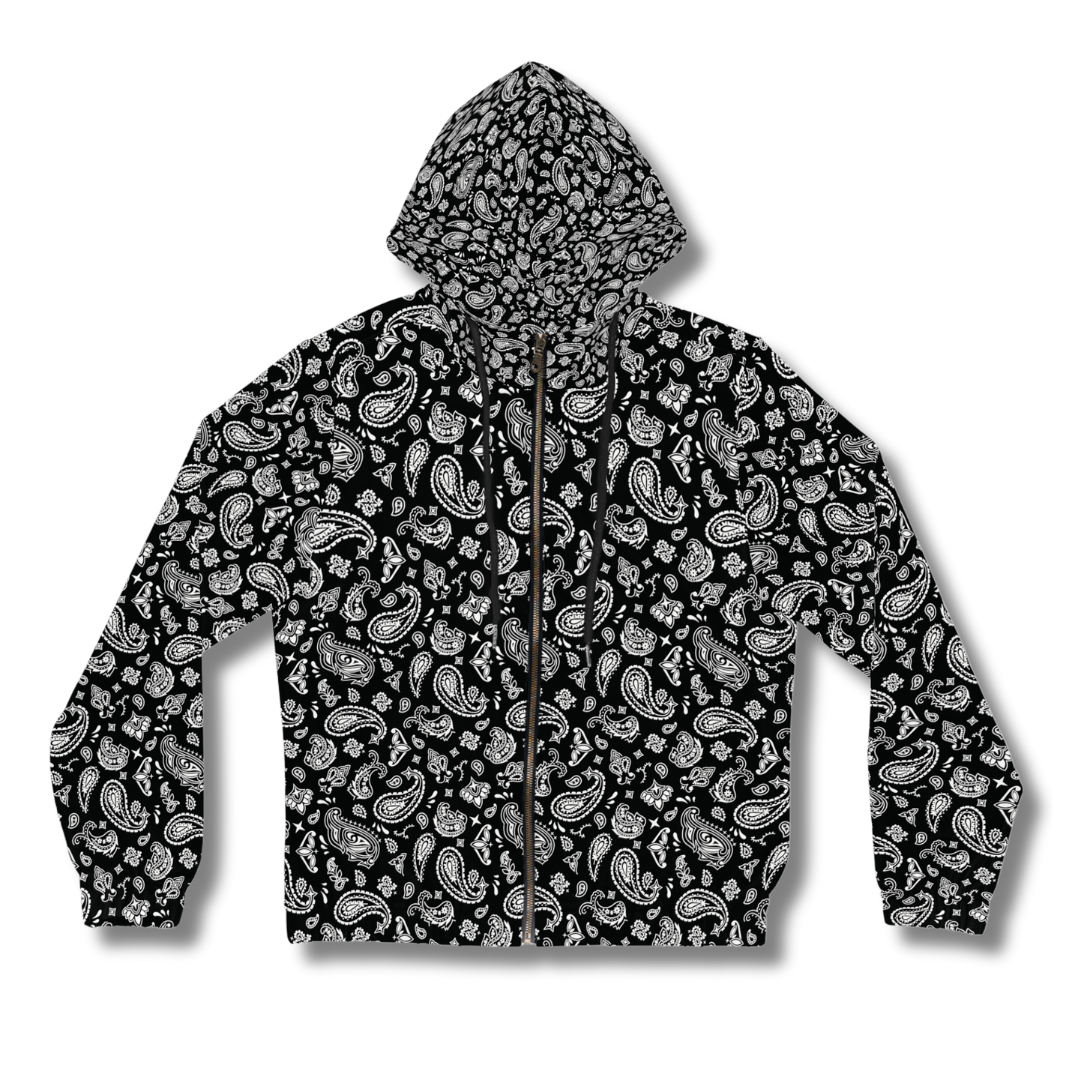 Vintage-Sealed The Hottest Rawest Sneakers & Apparel Clothing Store Around Online. BANDANA Women’s Graphic Full-Zip Hoodie | Casual Streetwear [BLACK] US Sizes [S-2XL].