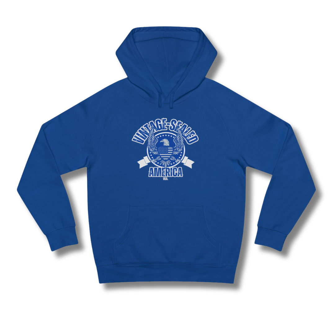 Vintage-Sealed The Hottest Rawest Sneakers & Apparel Clothing Store Around Online. VINTAGE-SEALED “AMERICA” USA Apparel Collection — Women’s Hoodie Pullover
[Blue] US Sizes [S-2XL].