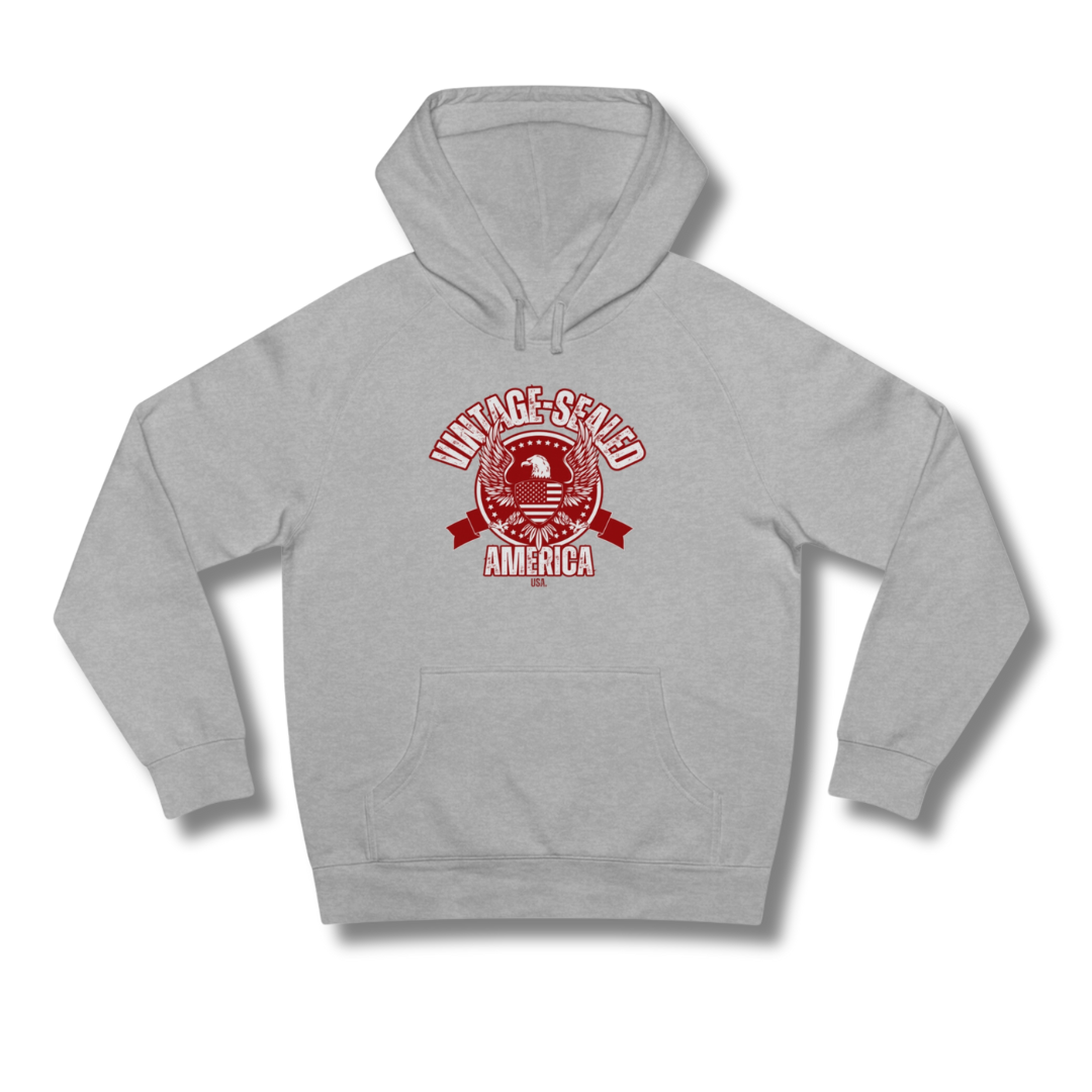 Vintage-Sealed The Hottest Rawest Sneakers & Apparel Clothing Store Around Online. VINTAGE-SEALED “AMERICA” USA Apparel Collection — Women’s Hoodie Pullover [Gray] US Sizes [S-2XL].