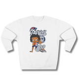 Vintage-Sealed The Hottest Rawest Sneakers & Apparel Clothing Store Around Online. Betty B. PATRIOTS (3D) Women’s Sweatshirt – Cozy Comfort Meets Game Day Pride [White] US Sizes [S-2XL].