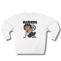 Vintage-Sealed The Hottest Rawest Sneakers & Apparel Clothing Store Around Online. Betty B. RAIDERS (3D) Women’s Sweatshirt – Cozy Comfort Meets Game Day Pride [White] US Sizes [S-2XL].