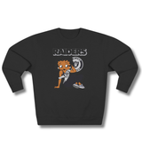 Vintage-Sealed The Hottest Rawest Sneakers & Apparel Clothing Store Around Online. Betty B. RAIDERS (3D) Women’s Sweatshirt – Cozy Comfort Meets Game Day Pride [Black] US Sizes [S-2XL].