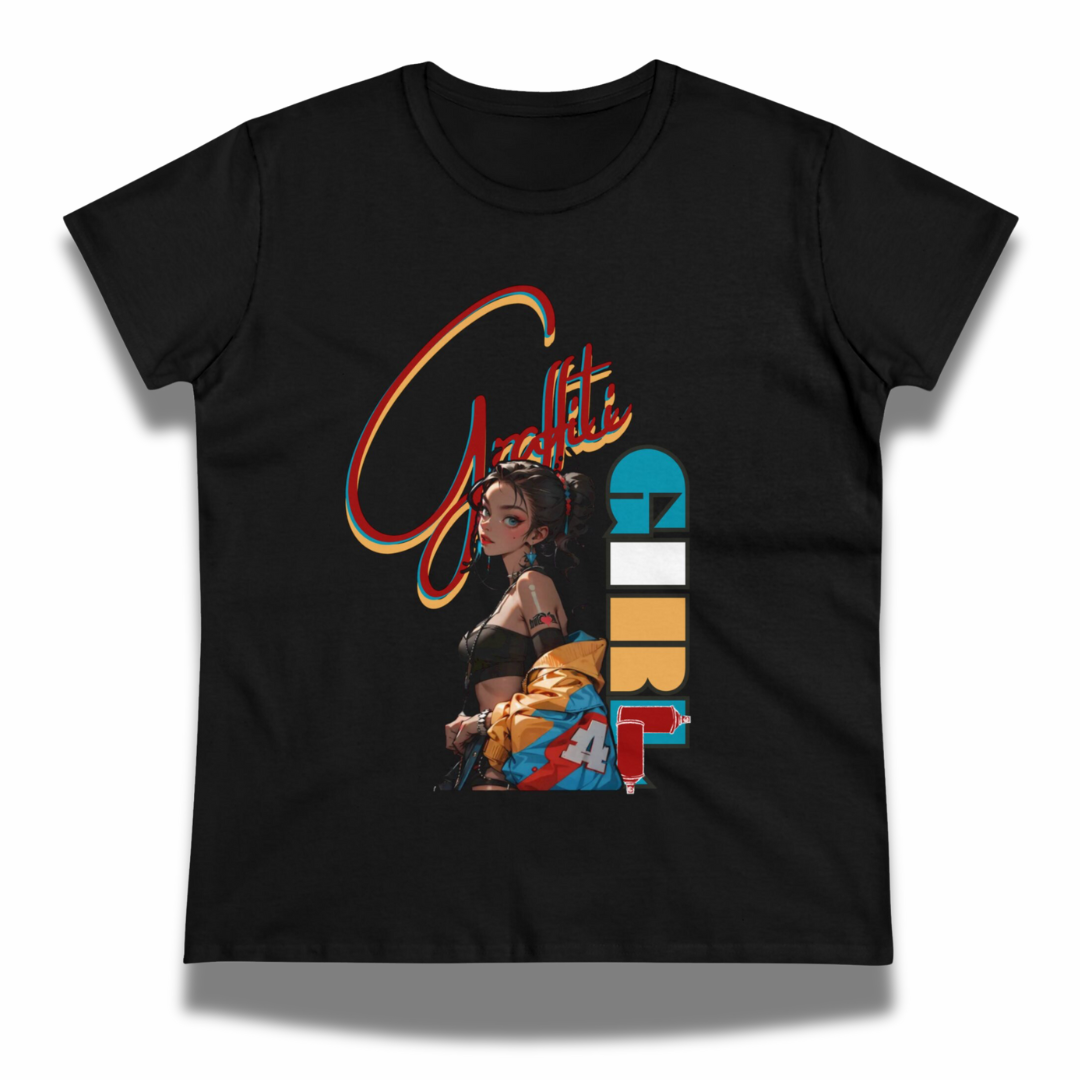 Vintage-Sealed The Hottest Rawest Sneakers & Apparel Clothing Store Around Online. Graffiti Girl™ Women’s T-Shirt | Trendy Short Sleeve Fashion Tee [Black-Miss China Doll] US Sizes [S-2XL].