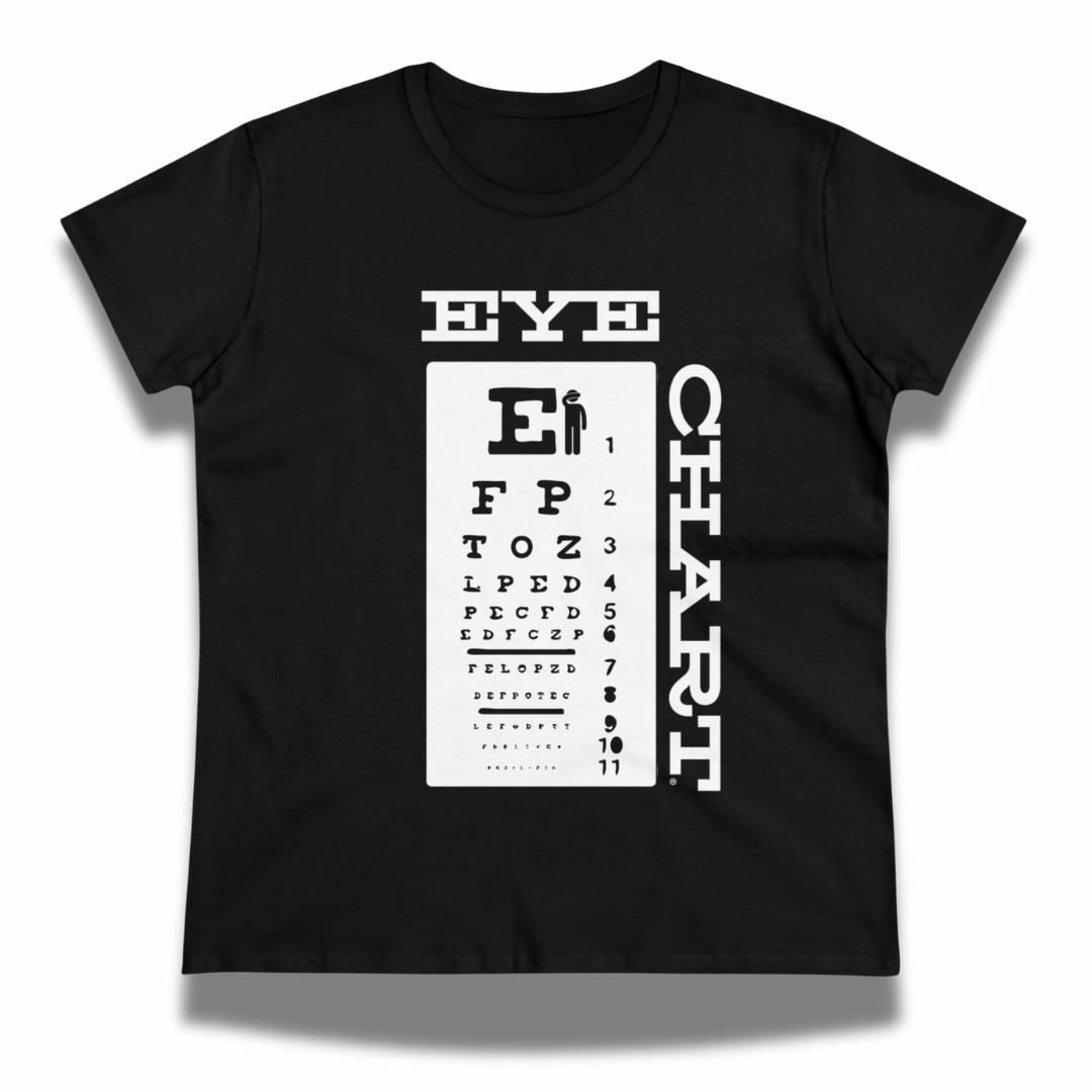 Vintage-Sealed The Hottest Rawest Sneakers & Apparel Clothing Store Around Online. EYE CHART Women's Graphic T-Shirt | Short Sleeve Tee | Brand New Fashion [Black] US Sizes [S-2XL].
