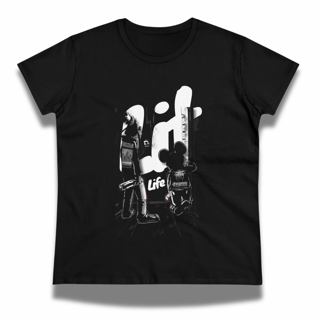 Vintage-Sealed The Hottest Rawest Sneakers & Apparel Clothing Store Around Online. Lit-Life Goofy & Mickey Women's Graphic Tee | Short Sleeve T-Shirt | Brand New [Black] US Sizes [S-2XL].