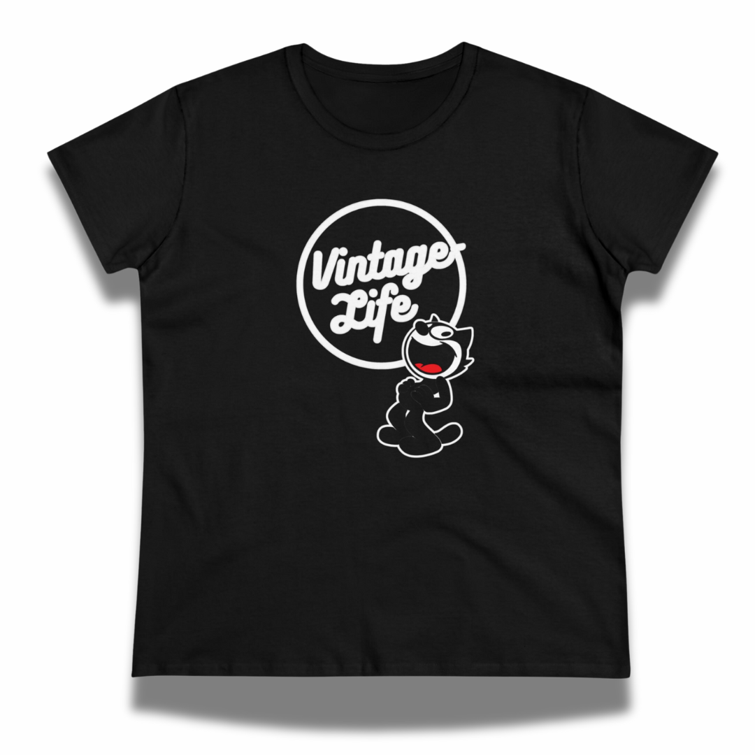 Vintage-Sealed The Hottest Rawest Sneakers & Apparel Clothing Store Around Online. Vintage-Life “Felix LOL” Women’s Graphic T-Shirt – Vintage-Inspired Cotton Tee [Black] US Sizes [S-2XL].