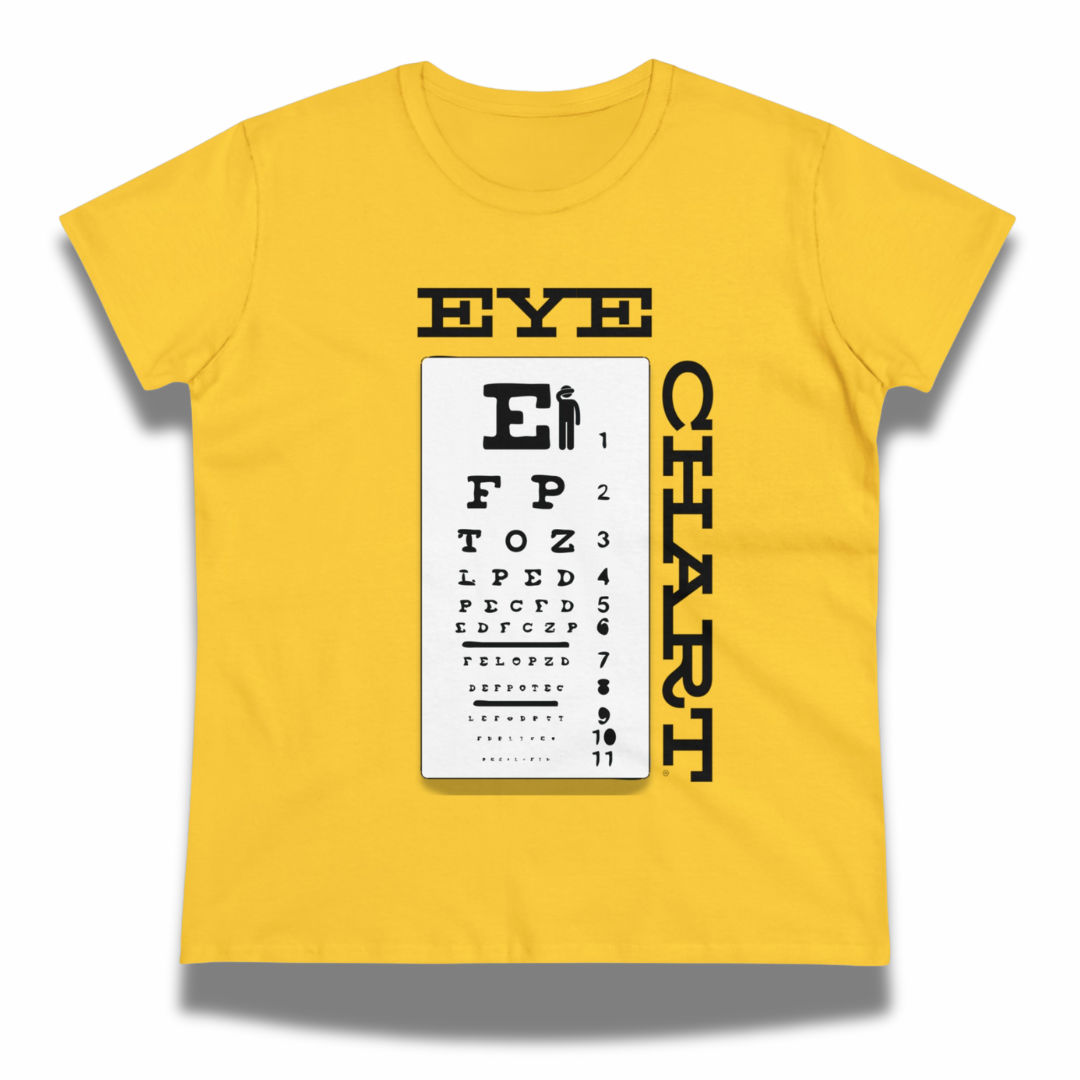 Vintage-Sealed The Hottest Rawest Sneakers & Apparel Clothing Store Around Online. EYE CHART Women's Graphic T-Shirt | Short Sleeve Tee | Brand New Fashion [Yellow] US Sizes [S-2XL].